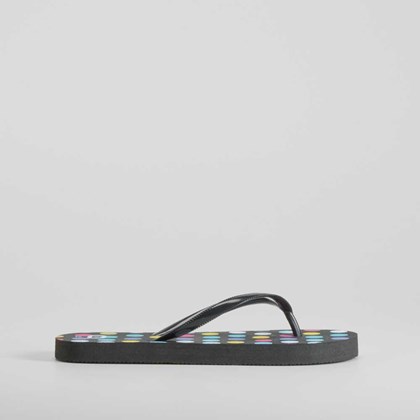 Chancla de dedo puntos multicolor y negra COCONUT
