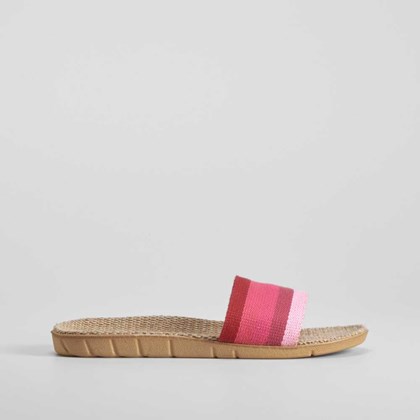 Chancla de playa rafia y textil rosa COCONUT