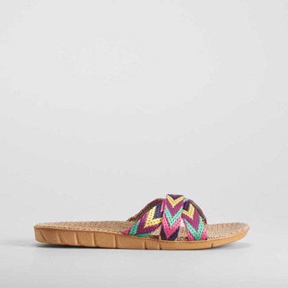 Chancla de playa rafia y textil multicolor COCONUT