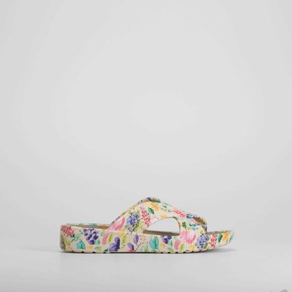 Chancla cuña flores multicolor beige BEPPI