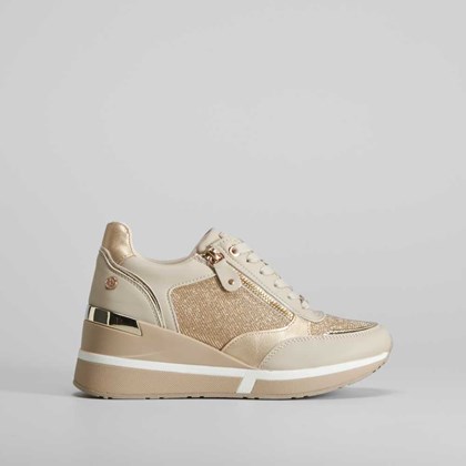 Sneaker cuña alta beige XTI