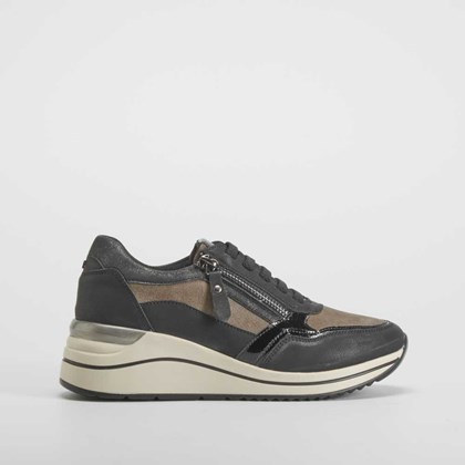 Sneaker cuña elástico negro COMFEET