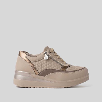 Deportiva casual cremallera lateral beige MYSOFT