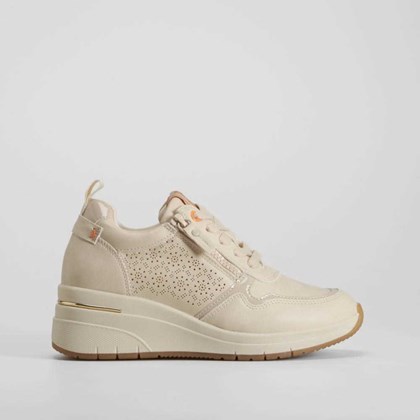 Sneaker cuña troquelada beige REFRESH
