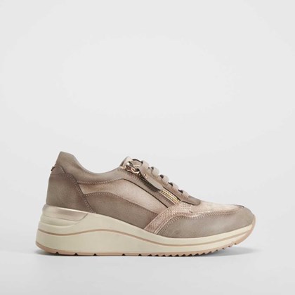 Sneaker cuña elástico taupe COMFEET