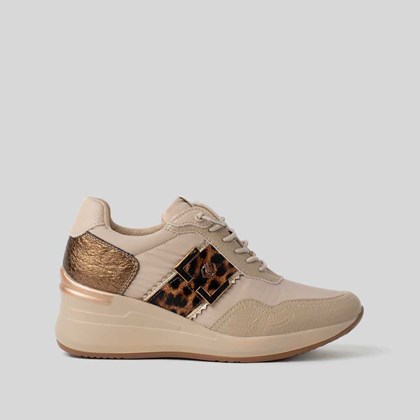 Deportiva casual cuña animal beige MYSOFT