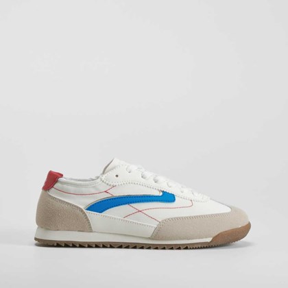 Sneaker retro blanca y azul NYC