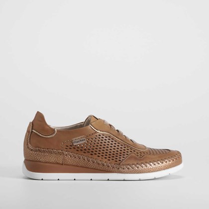 Deportiva elásticos de piel marrón FLUCHOS