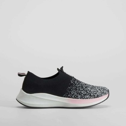 Zapatilla walking tejido negra UTWO