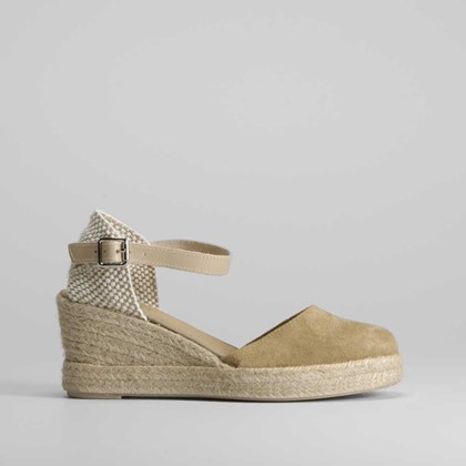 Sandalia cuña esparto alta piel SENDA ROAD