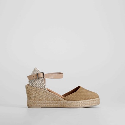 Alpargata cuña beige piel FOSCO