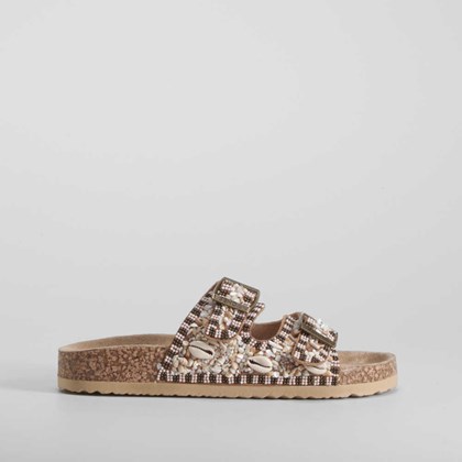 Sandalia bio hebilla abalorios beige SENDA ROAD