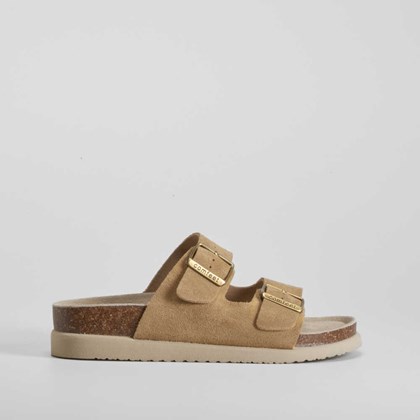 Sandalia bio dos hebillas piel marrón COMFEET