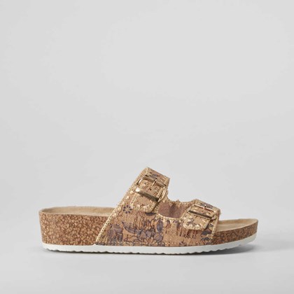 Sandalia bio cuña hebillas marrón COMFEET