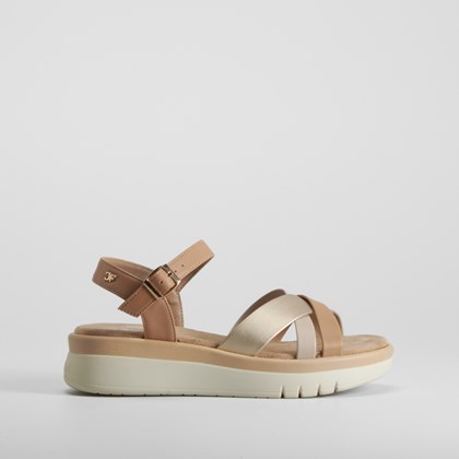 Sandalia bio de cuña dorada COMFEET