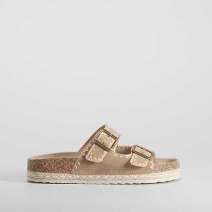 Sandalia bio hebilla tira yute beige NYC
