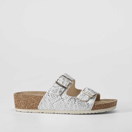 Sandalia bio cuña hebillas plata COMFEET