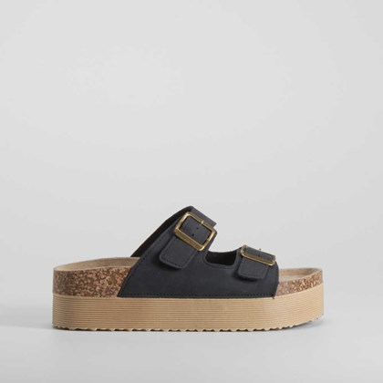 Sandalia bio plataforma rallada negra NYC