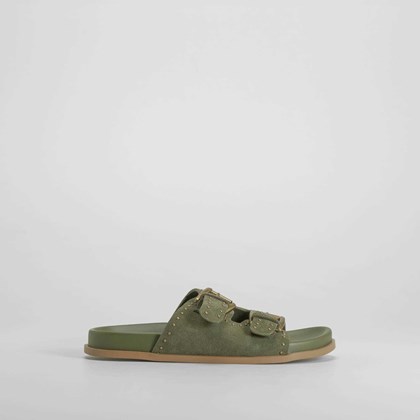 Sandalia bio tachas piel verde FOSCO