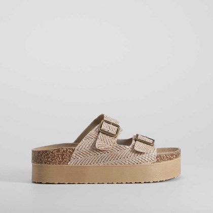 Sandalia bio plataforma rallada rosa NYC