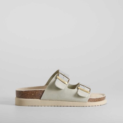 Sandalia bio dos hebillas piel verde COMFEET