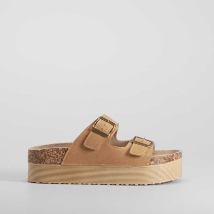 Sandalia bio plataforma rallada marrón NYC