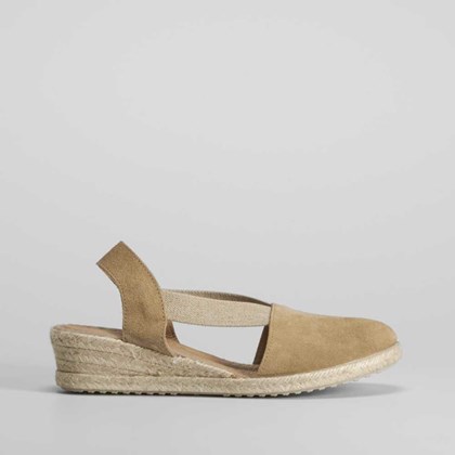 Sandalia esparto piel elástico dorado COMFEET