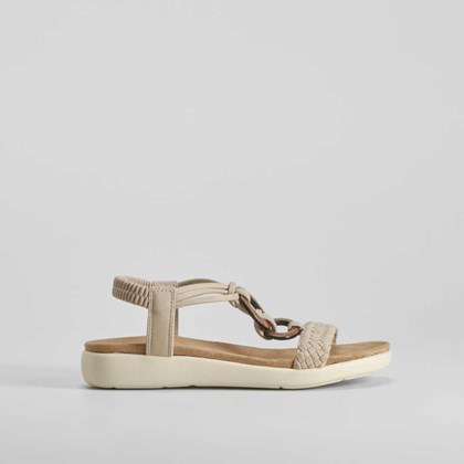 Sandalia cuña aros madera taupe SENDA ROAD