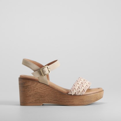 Sandalia de cuña madera beige SENDA ROAD