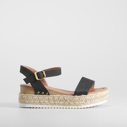 Sandalia de yute y madera negra SENDA ROAD