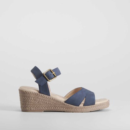 Sandalia cuña Imit yute azul marino COMFEET