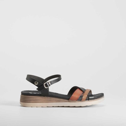 Sandalia cuña tiras negro REFRESH