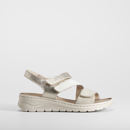 Sandalia triple velcro de piel multicolor WALK&FLY