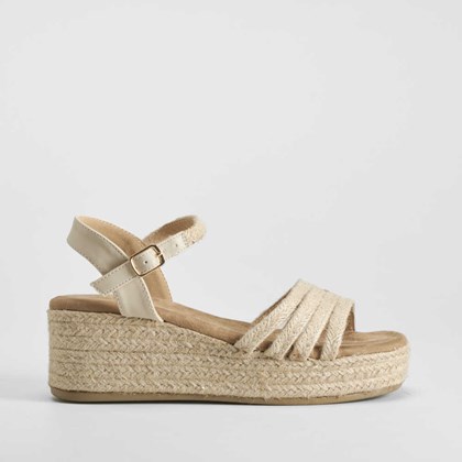Sandalia cuña yute beige NYC