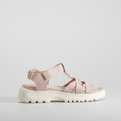 Sandalia cuña tiras rosa COMFEET
