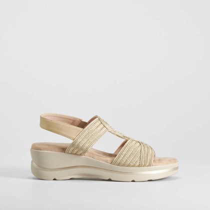 Sandalia cuña oro COMFEET