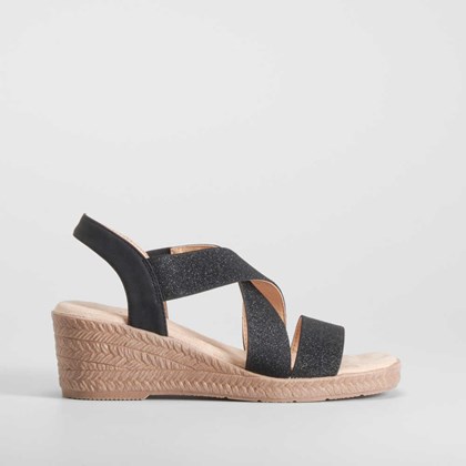 Sandalia cuña yute negra COMFEET