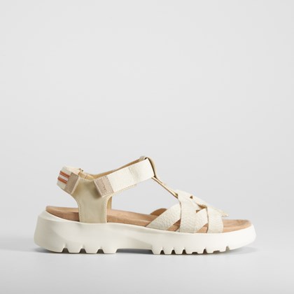 Sandalia cuña tiras beige COMFEET