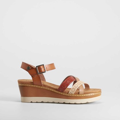 Sandalia cuña camel REFRESH