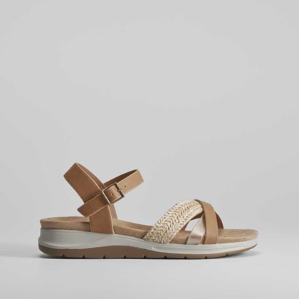 Sandalia plana camel trenza SENDA ROAD