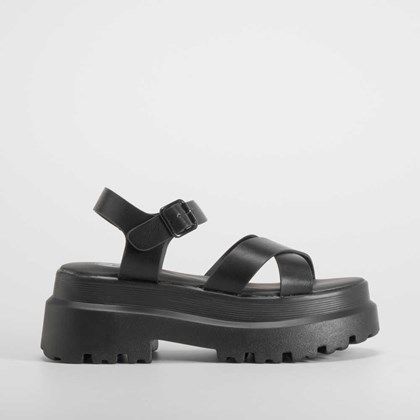 Sandalia cruzada chunky negra NYC