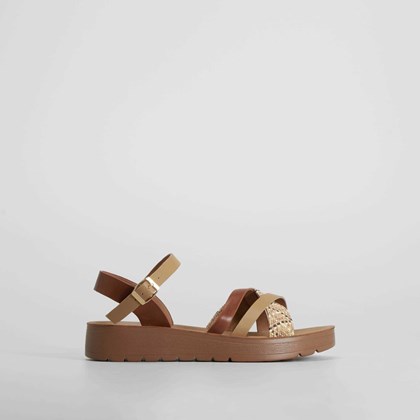 Sandalia plana tiras marrón SENDA ROAD