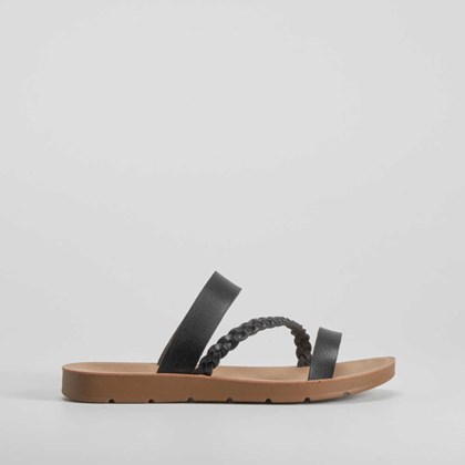 Sandalia plana trenza negra SENDA ROAD