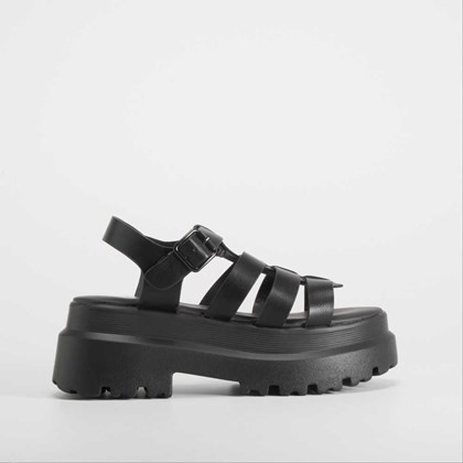 Sandalia tiras chunky negra NYC