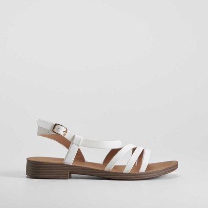 Sandalia plana tiras blanca NYC