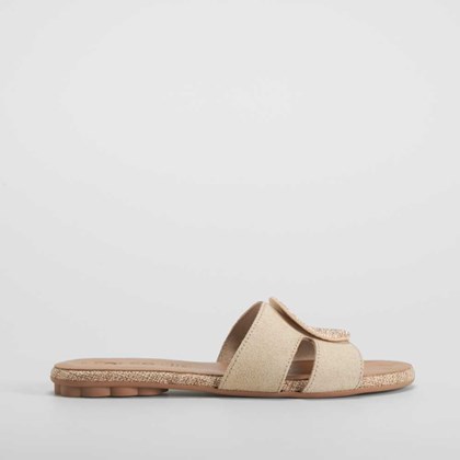 Sandalia plana de piel beige FOSCO