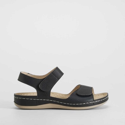 Sandalia de piel con velcros negra COMFEET