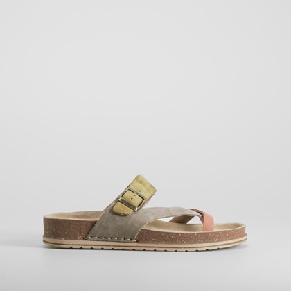Sandalia cuña esclava de piel multicolor WALK&FLY