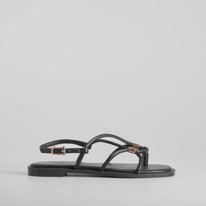 Sandalia plana tubular negra PICCOLA PIU