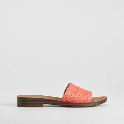 Sandalia plana pala rafia naranja NYC